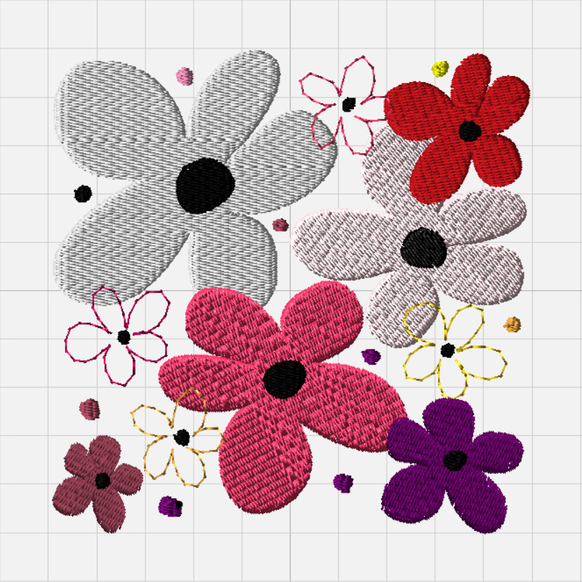 Flowers with more flowers PES Embroidery File